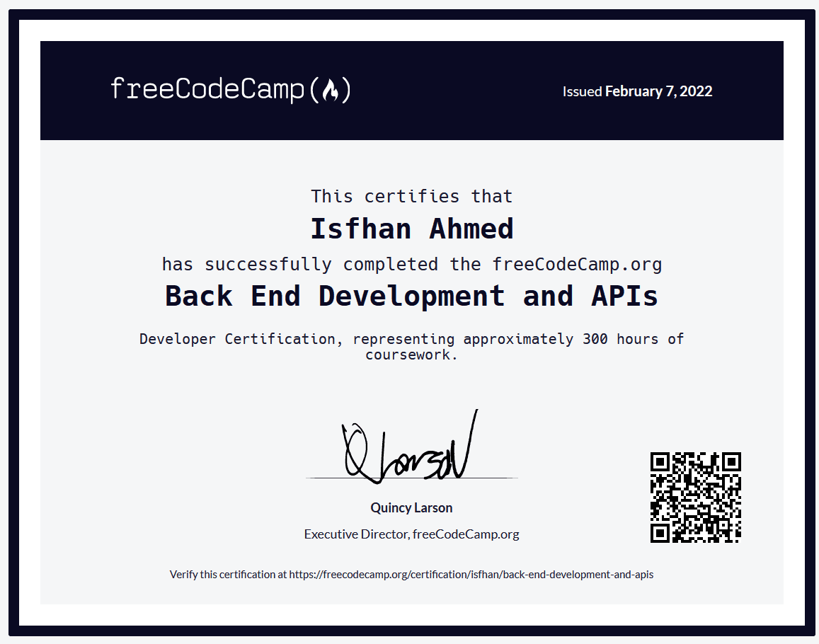 Back End Development and APIs